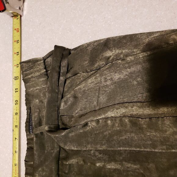 Urban Outfitters Satin Pants Dark Green Olive Pockets Size S-P High Rise E - Picture 7 of 9